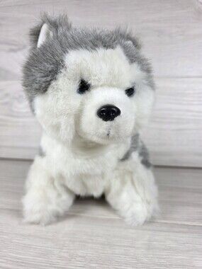 Ty Giggle Plush Dog Husky Wolf Stuffed Animal Gray and White 8" SU36